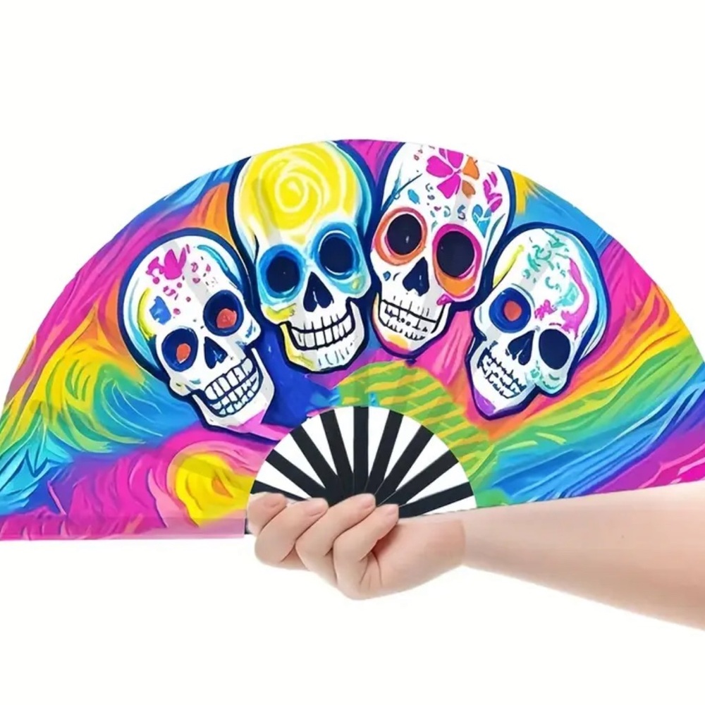Colorful Skull Design Hand Fan